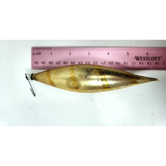 Vintage West Germany Hand Blown Christmas Ornament Gold Teardrop 6" Mercury - Picture 6 of 6